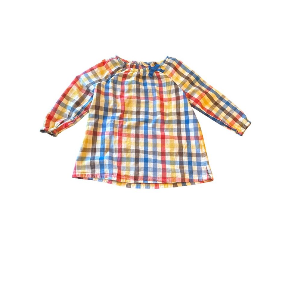 Mini Boden Girls Checkered Long Sleeve‎ Top 9-10Y Casual Modern